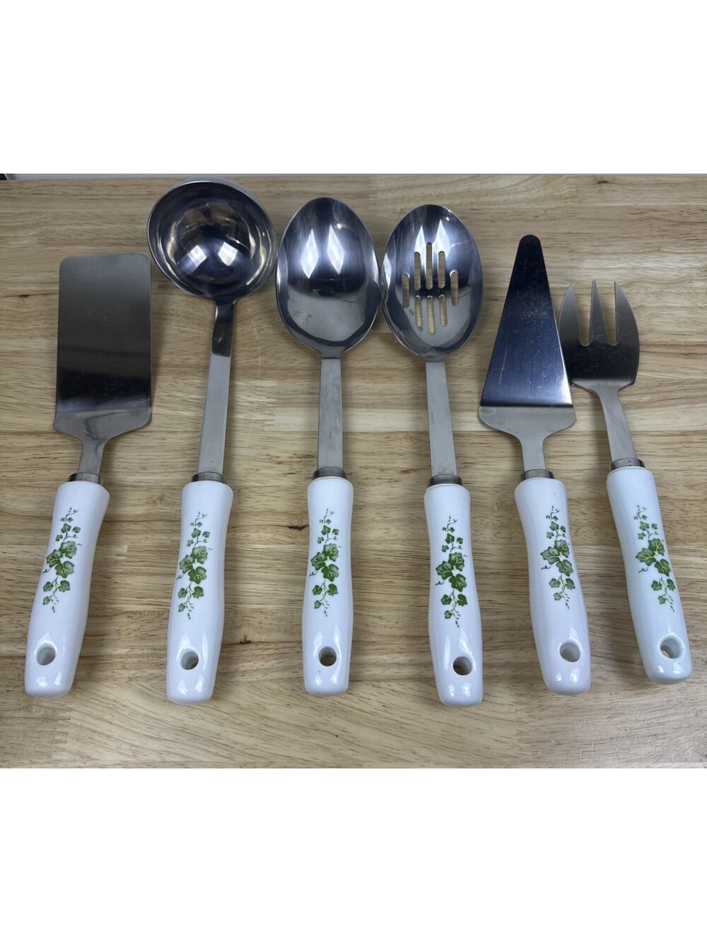 Vintage 6 Pc. Corelle Coordinates Callaway Ivy Serving Utensils Spoons/Spatulas